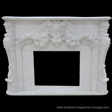 Home Decoration Cultured White Marble Fireplace